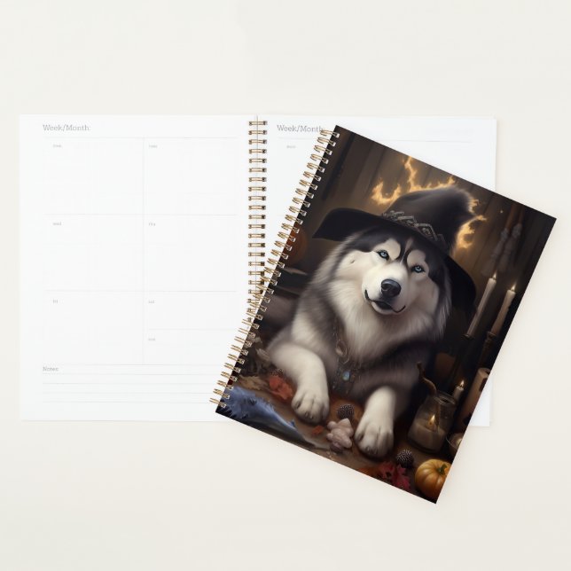 Malamute d'Alaska Citrouilles Halloween Épouvantab (Devant avec enveloppe)
