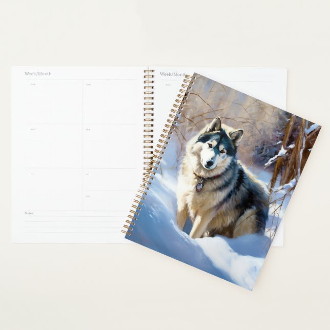 Malamute d'Alaska Qu'il neige Noël (Devant avec enveloppe)