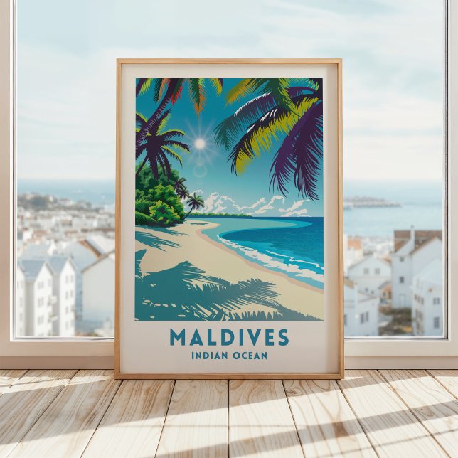 Maldives Travel Imprimer Poster Océan Indien Wall  (Créateur téléchargé)