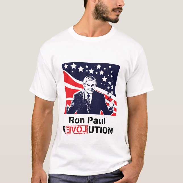 Mâle blanc de T-shirt de révolution de Ron Paul (Devant)