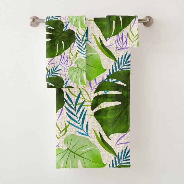 Maleah Monstera Tropical Hawaiian Watercolor-Green (En situation)