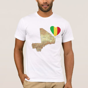 Mali Drapeau Coeur et carte T-shirt