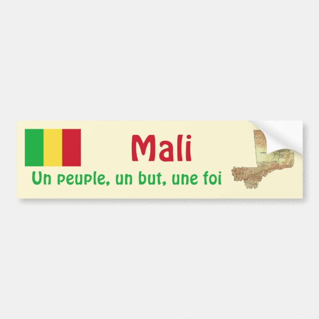 Mali Flag + Map Bumper Sticker (Devant)