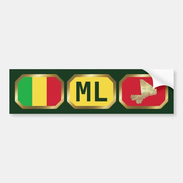 Mali Flag Map Code Bumper Sticker (Devant)
