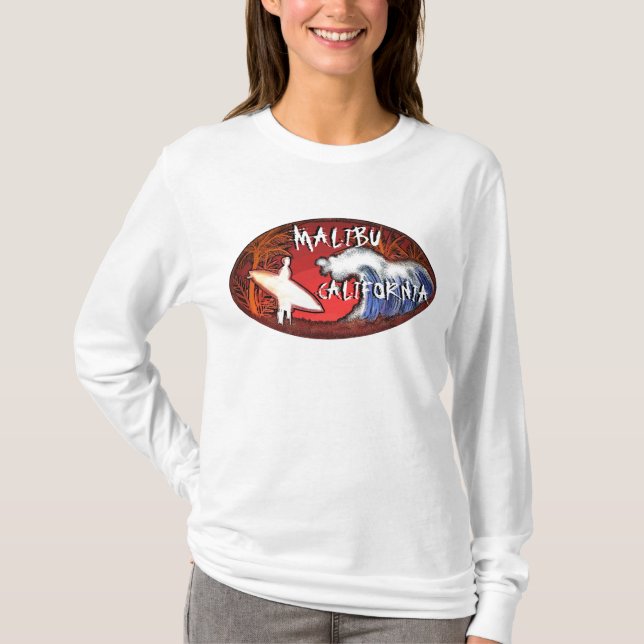 Malibu California surfer waves art dames sweat - s (Devant)