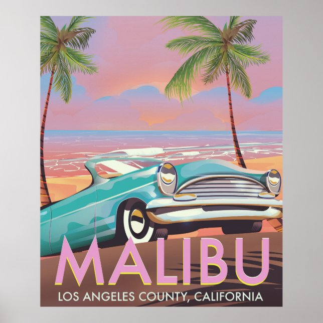 Malibu, Los Angeles, Californie affiche voyage (Devant)