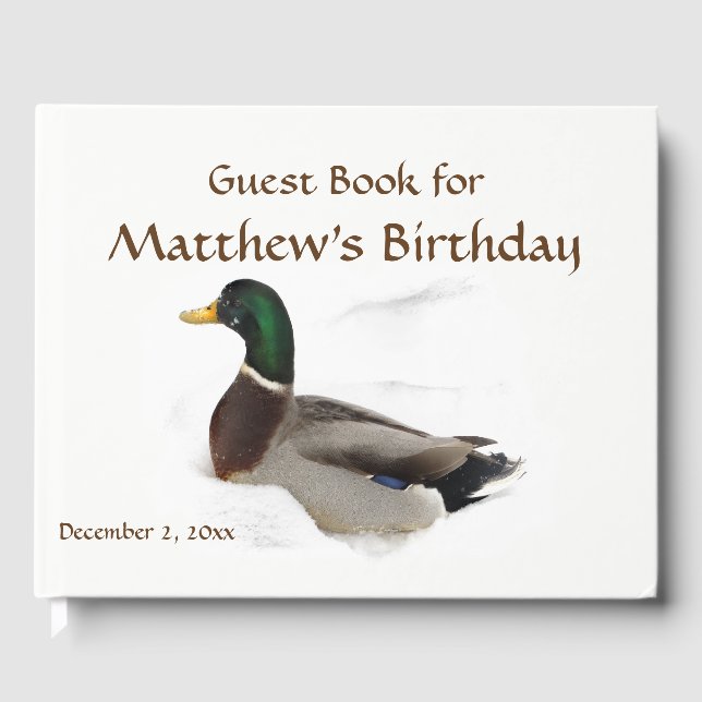 Mallard Duck in Snow Birthday Party Livre d'or (Recto)