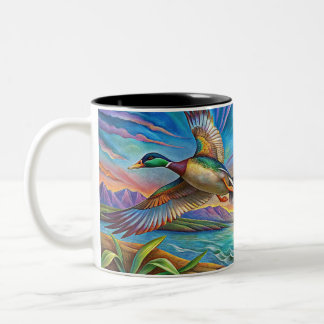 MALLARD DUCKS VOL À DEUX TONNES CAFÉ MUG