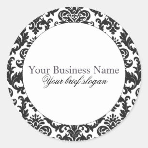 Mallory #1 Chic Black Damask Sticker rond