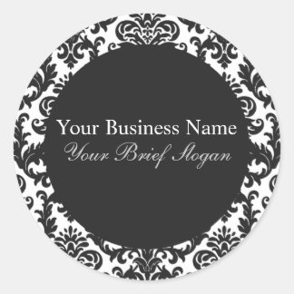 Mallory #2 Chic Black Damask Sticker rond