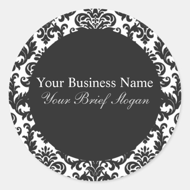 Mallory #2 Chic Black Damask Sticker rond (Devant)