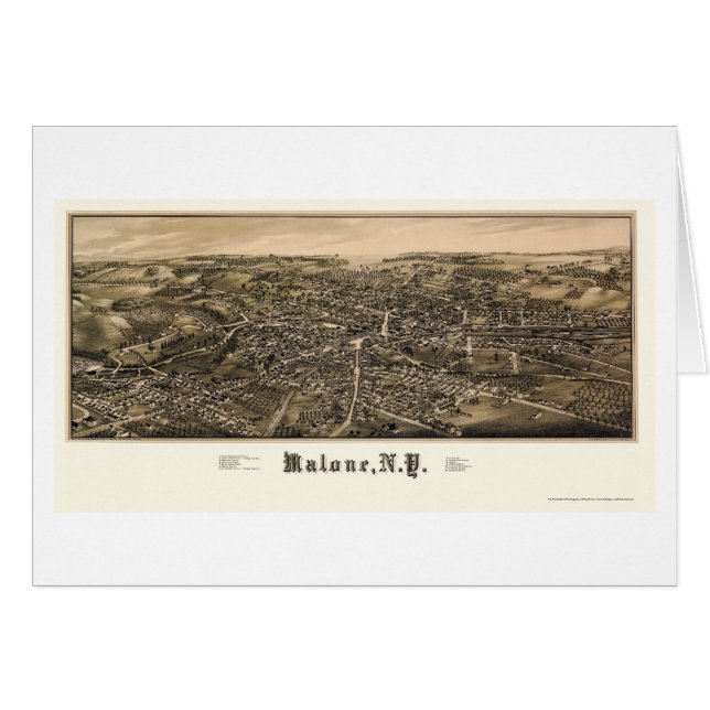 Malone, carte panoramique de NY - 1886 (Devant horizontal)