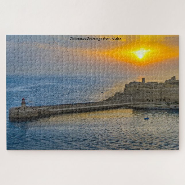 Malta Harbour Sunset. Jigsaw Puzzle (Horizontal)