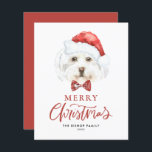 Maltais aquarelle à Santa Hat Carte de Noël<br><div class="desc">Joyeux Noël! Envoyez vos souhaits de vacances à votre famille et à vos amis avec cette carte de Noël personnalisable. Il présente un Maltais aquarelle portant un chapeau de Père Noël. Personnalisez cette jolie carte de Noël en ajoutant vos détails. Cette carte de Noël pour chien maltais est disponible sur...</div>