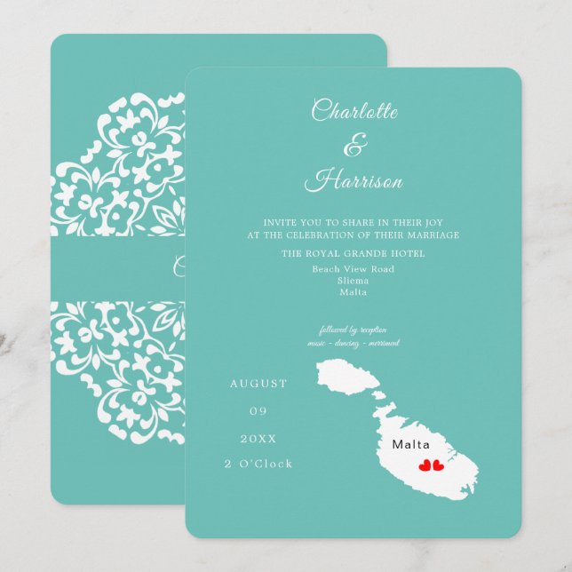 Malte Destination Mariage Invitation (Devant / Derrière)