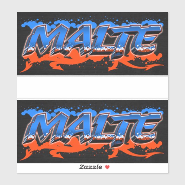 Malte prénom nom graffiti autocollant sticker (Feuille)