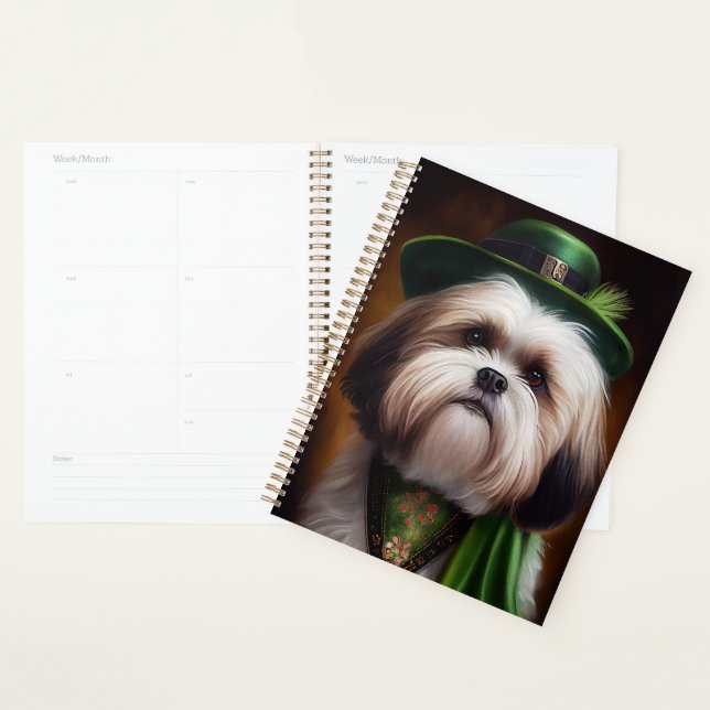 Malti Tzu Chien en Robe de la Saint Patrick (Devant avec enveloppe)