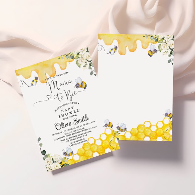 Mama à Bee Floral Baby shower Invitation (Créateur téléchargé)