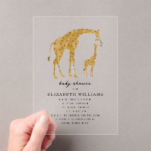 Mama & Baby Giraffe Invitation Baby shower neutre