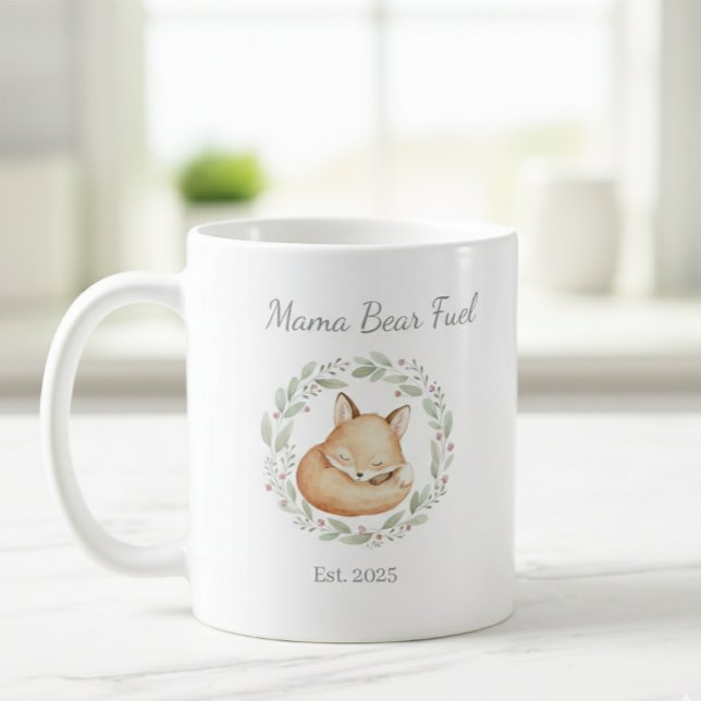 Mama Bear Fuel Watercolor Fox Mug (Créateur téléchargé)
