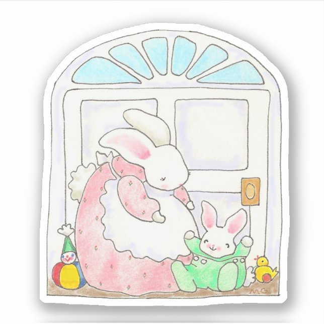 Mama Bunny et Bébé Sticker (Devant)