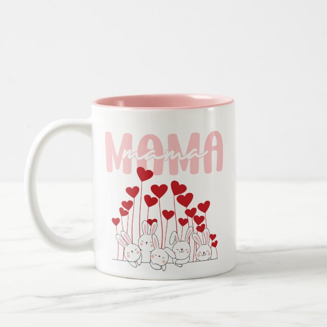 Mama Bunny Love Mug - Coeur mignon Design familial (Gauche)