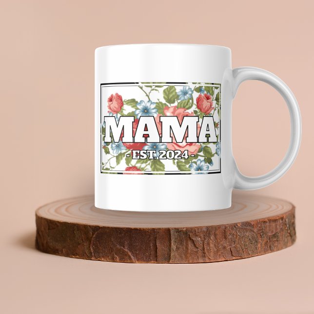 Mama Custom Floral Mug - Cadeaux pour maman (Gifts for Mom - Custom Floral Mama Name and Year Mug)