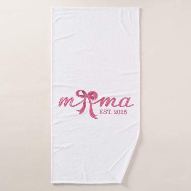 Mama Est 2025 Chaud Rose Bow Coquette fête des mèr (Serviette de bain)