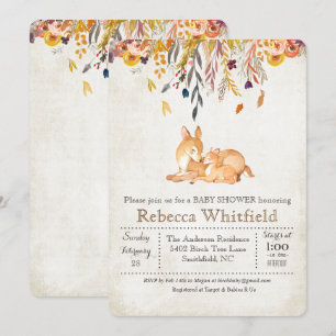 Mama et Deer Fall quittent Baby shower Invitation