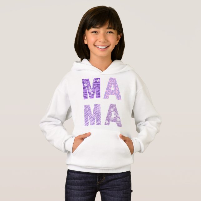 MAMA Hoodie – Purple Pattern Zebra Love (Devant entier)