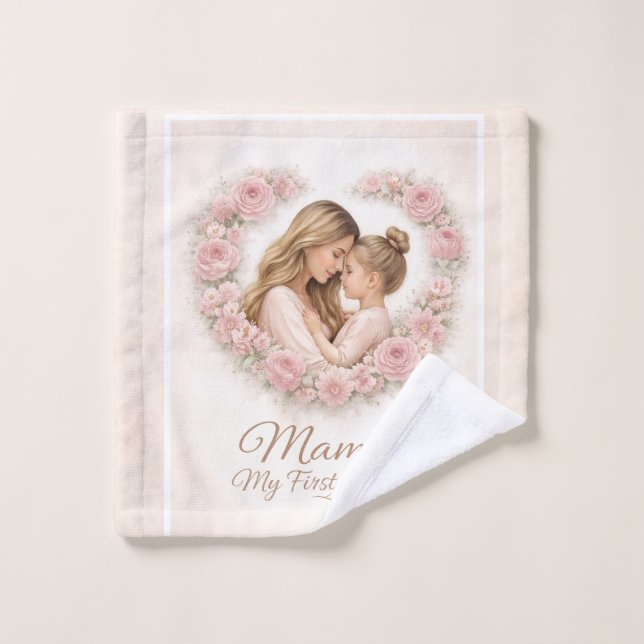 Mama — My First Home | Mother & Daughter Floral Tr (Gant de toilette)