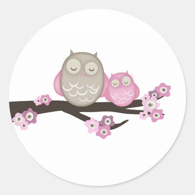 Mama Owl & Baby {Pink} | Stickers (Devant)