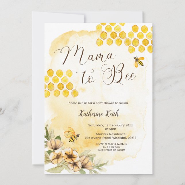 Mama to Bee Baby shower Invitation (Devant)