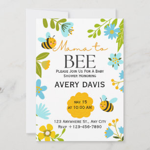 Mama to Bee Fleur sauvage Baby shower Invitation