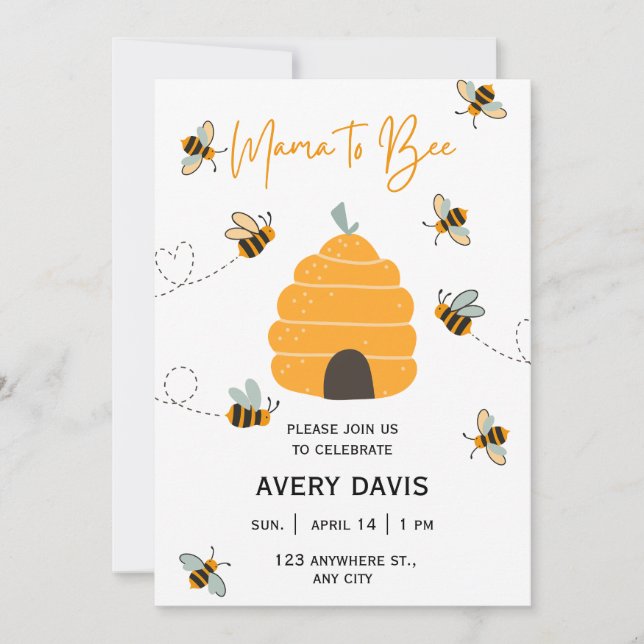 Mama to Bee Fleur sauvage Baby shower Invitation (Devant)