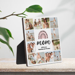 Maman 12 Photo Collage Rainbow Plaque