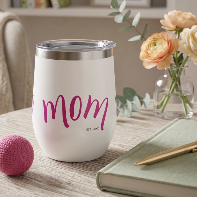 Maman a établi une coutume année blanc rose chaud (Créateur téléchargé)