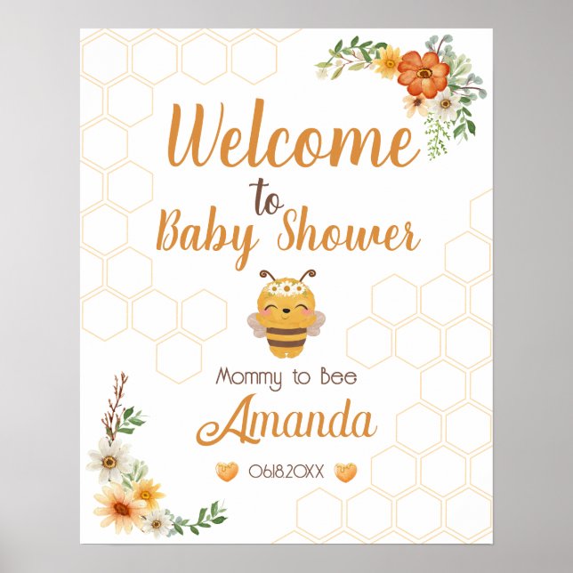 Maman À Être Baby shower Affiche de bienvenue (Devant)