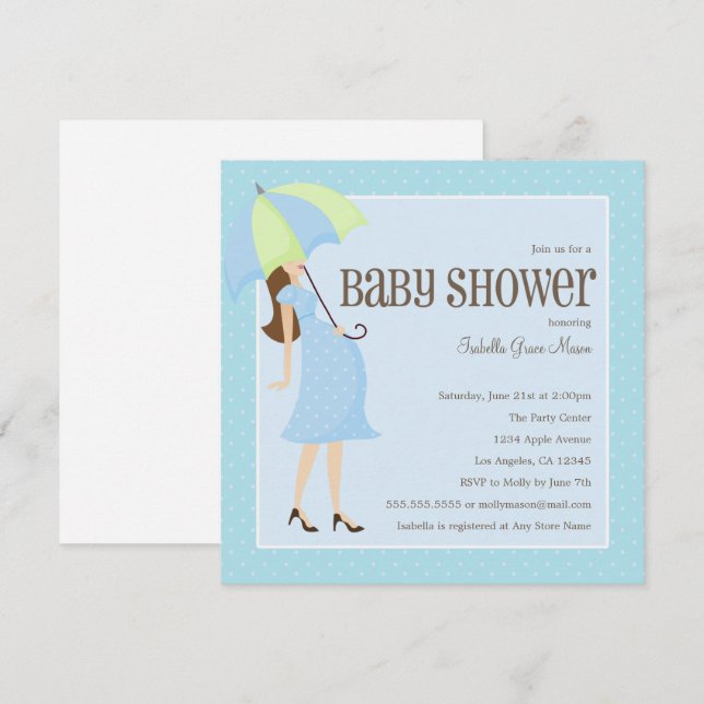 Maman à être - Bleu | Invitation baby shower (Devant / Derrière)