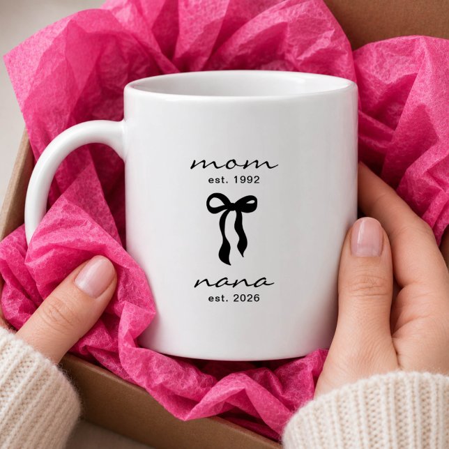 Maman à Nana Mug Rose Ruban Rayures (Créateur téléchargé)