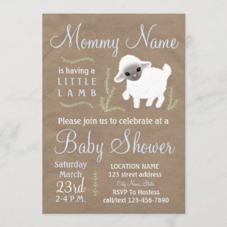 Maman a un petit agneau ! invitation baby shower