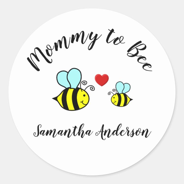 Maman abeille - Autocollant rond (Devant)