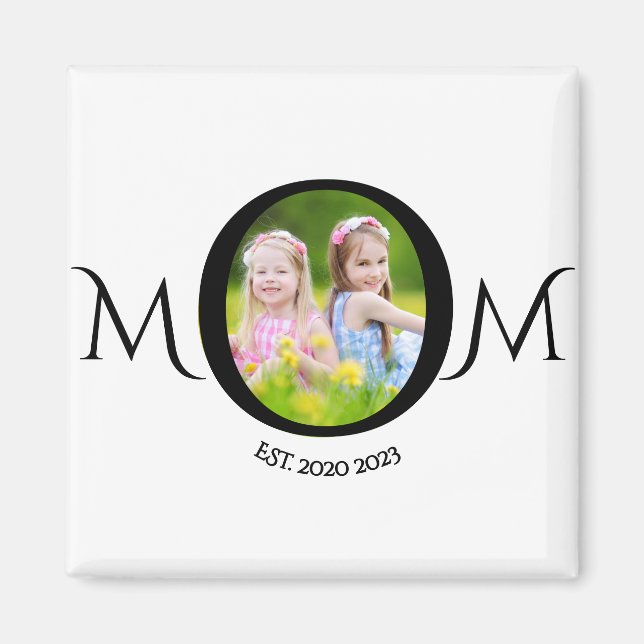 Maman Année de Naissance Cadeau Photo Magnet (Devant)