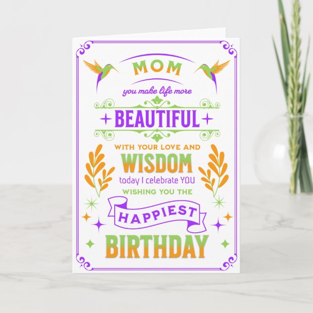 Maman Anniversaire, carte pliable 5 x 7 (Devant)