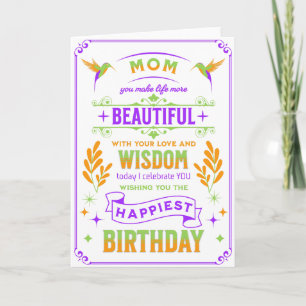 Maman Anniversaire, carte pliable 5 x 7