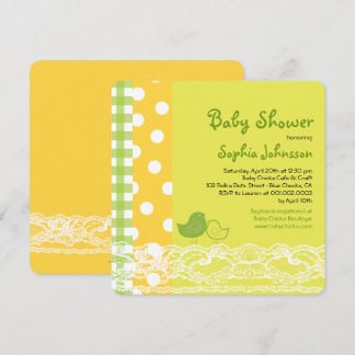 Maman & Baby Birds Dentelle Invitation Baby shower