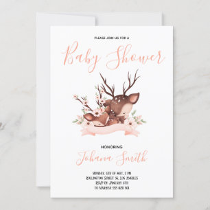 Maman Baby Deer Baby shower rose Invitation