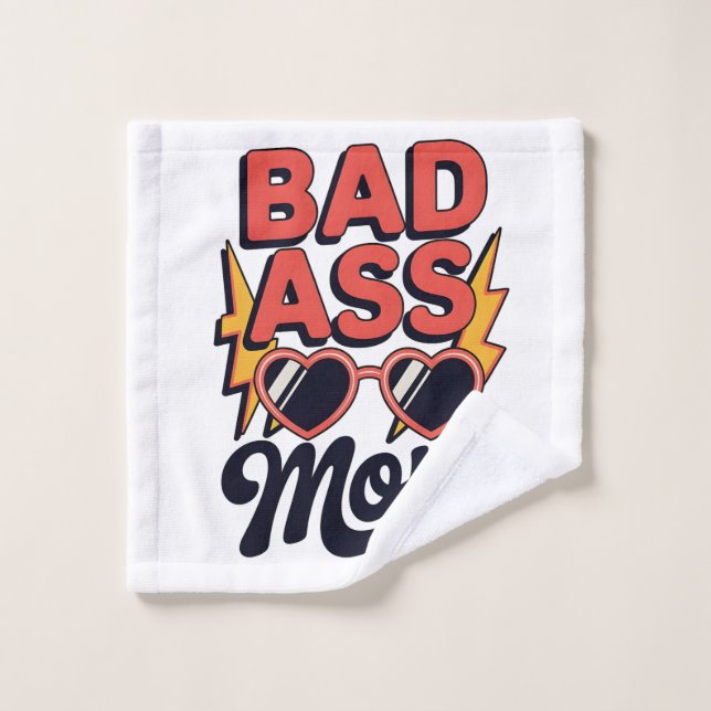 Maman badass lunettes de soleil rétro drôle d'été (Gant de toilette)