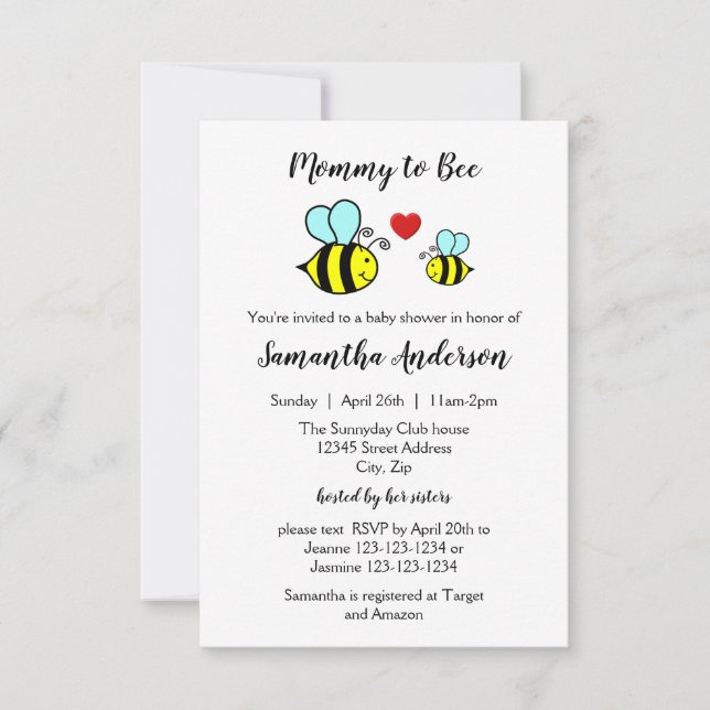 Maman Bee - Invitation Baby Shower 3x5 (Devant)