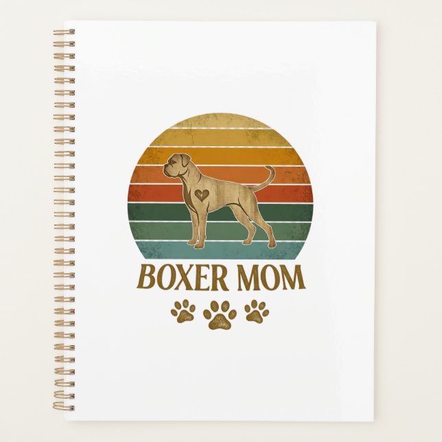 Maman Boxer Chien Rétro Coucher de soleil Empreint (Devant)